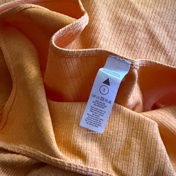 Balance Athletica Women's Orange Linear Ribbed Bodycon Midi Dress Size Small - Picture 2 of 5